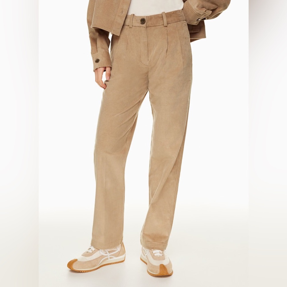 Group Babaton Aritzia Quota Corduroy Pant Pleated Trousers Sz 00 - Picture 13 of 14